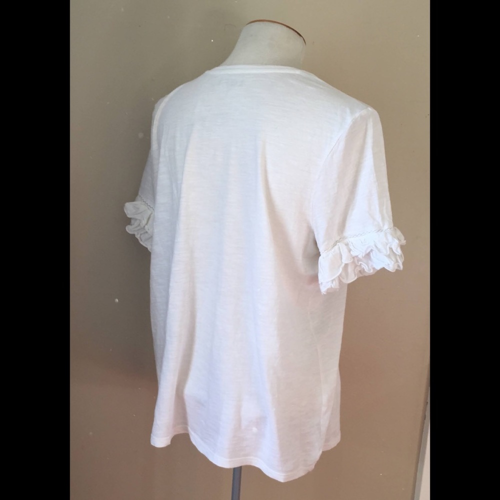 3/$30 Ruffled White Tee - Picture 2 of 5